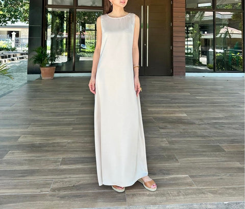 Jaxel French Linen Maxi Dress in Cream