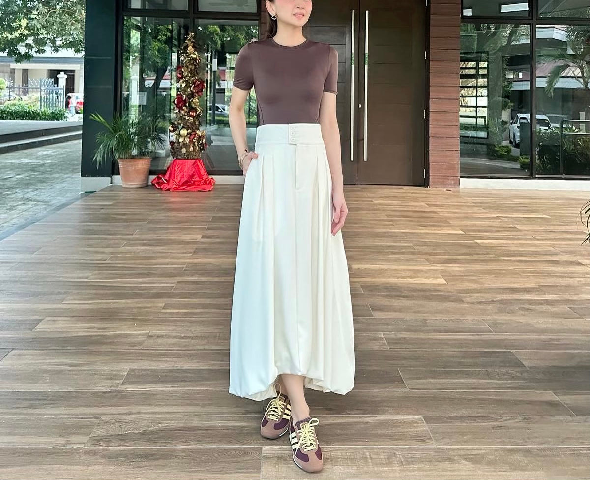 Olive Bubble Skirt in Cream
