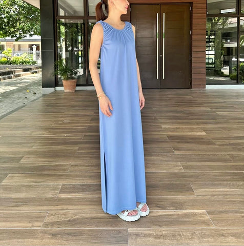 Fender Top Pleated Sleeveless Dress in Pink