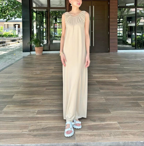 Fender Top Pleated Sleeveless Dress in Pink