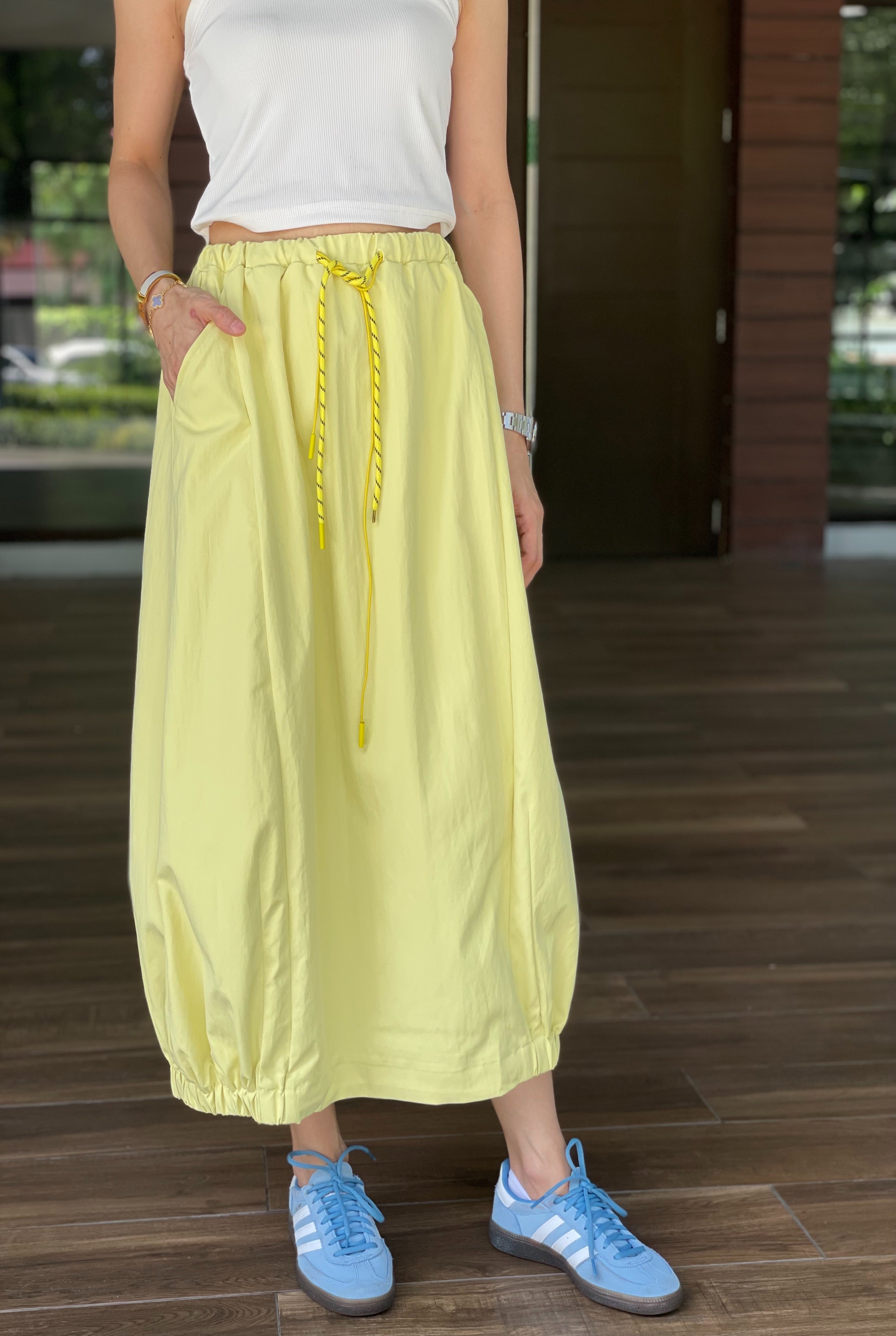 Honey Gartered Hem Skirt in Yellow