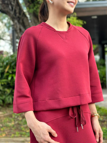 Michiko Extended Sleeves Top in Red