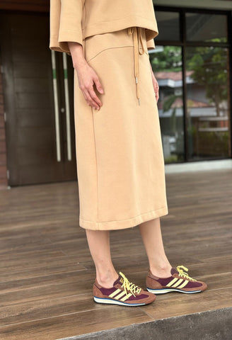 Mina Wide Skirt in Taupe