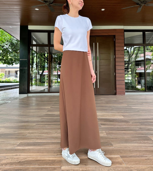 Brown maxi skirt best sale