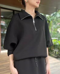 Gentle Half Zip Pullover Black