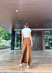 Hazel Satin Skirt in Brown