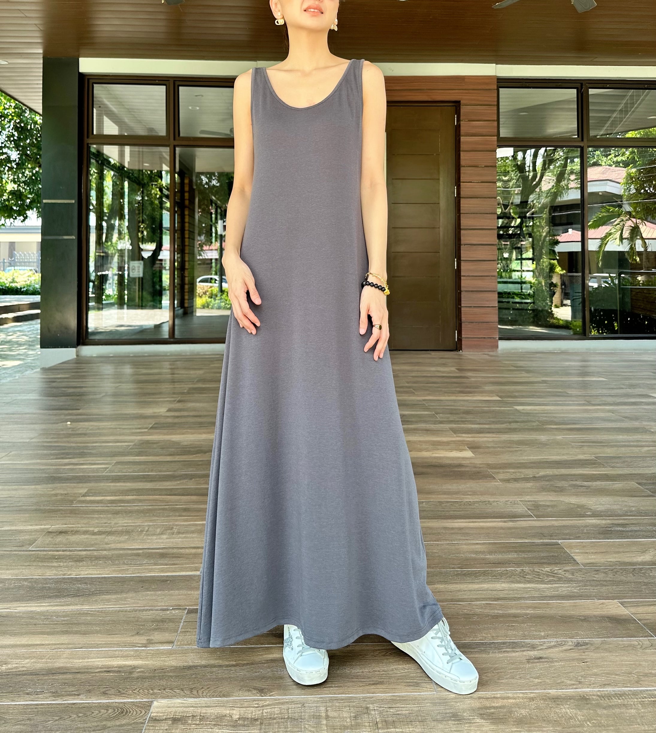 Audrey Sleeveless Dress in Grey – Pink Manila