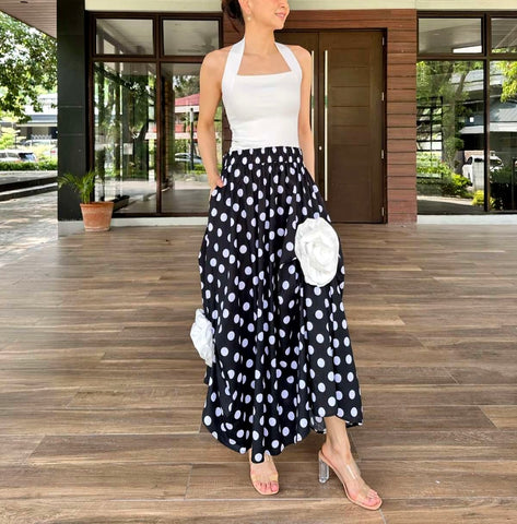 Ivory Pleated Skirt in Light Pink