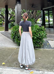 Ava Soft Bubble Skirt in Grey