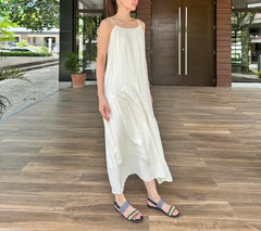 Jaslin French Linen Maxi Dress in Cream