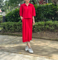 Tammy Midi Skirt in Red