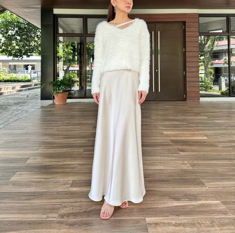 Isabella Satin Skirt in Cream