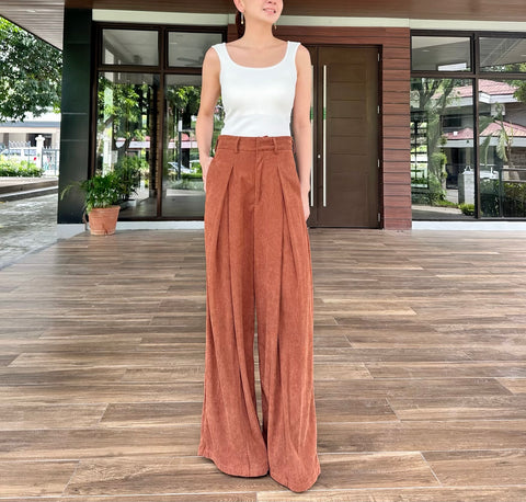 Lacey Thick Drawstring Wide Lounge Pants in Beige