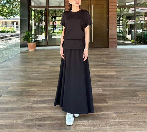 Mina Wide Skirt in Black