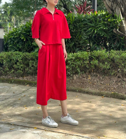 Tammy Midi Skirt in Red