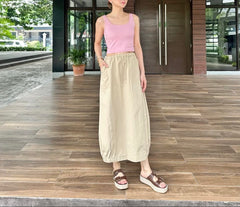 Honey Gartered Hem Skirt in Beige
