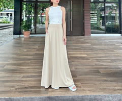 Mina Wide Skirt in Beige (COTTON)