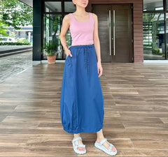 Honey Gartered Hem Skirt in Navy