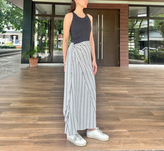 Kenya Tie Up Skirt in Stripes Black