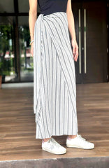 Kenya Tie Up Skirt in Stripes Black