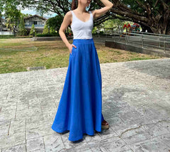 Lawson Linen Maxi Skirt in Blue