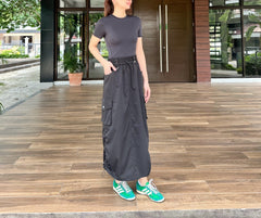 Serenity Cargo Skirt in Black