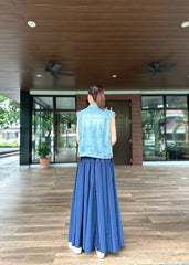 Nice Long Pleated Skirt in Navy