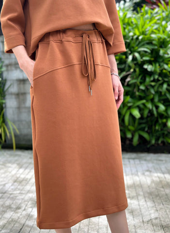 Hazel Satin Skirt in Brown