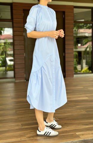 Isabella Satin Skirt in Teal Blue