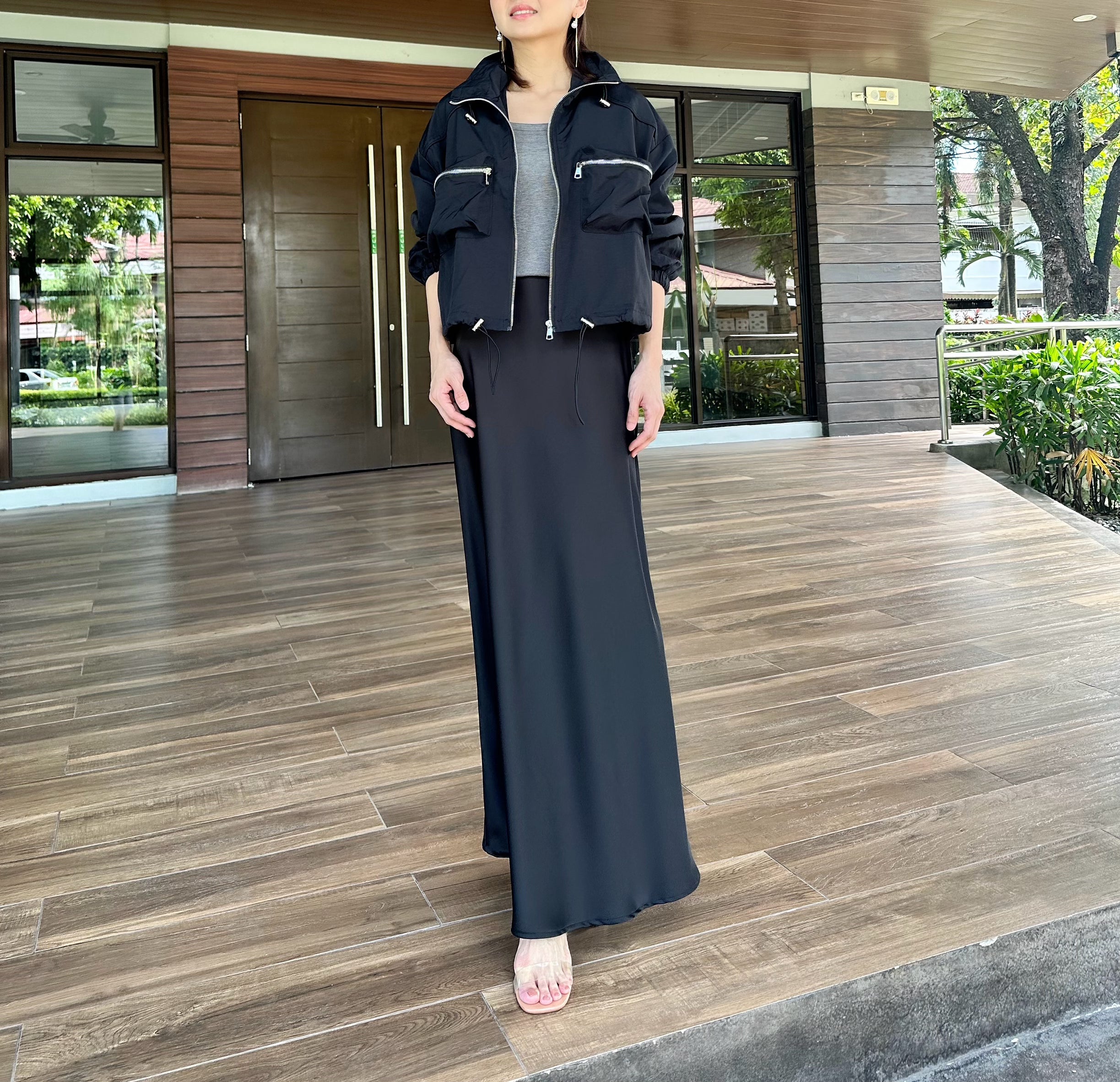 Isabella Satin Skirt in Black