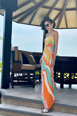 Harriette Printed Dress in Orange
