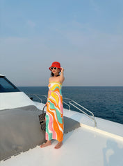 Harriette Printed Dress in Orange