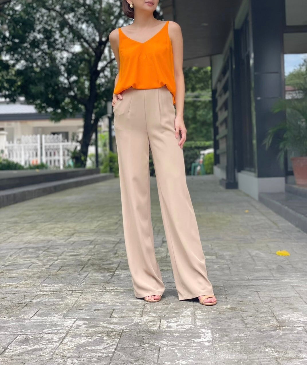 Colette Wide Leg Pants in Beige – Pink Manila