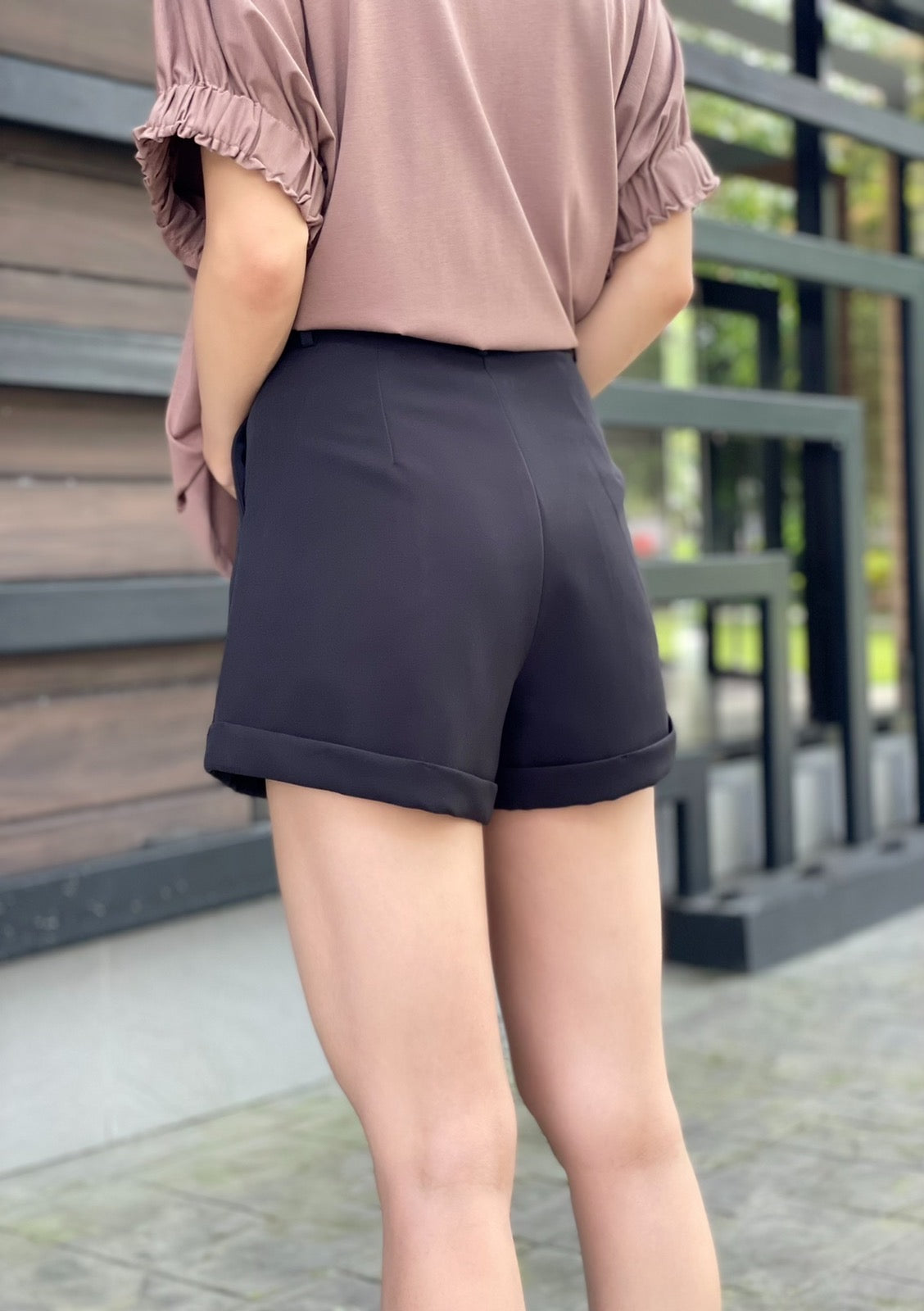 Caress High Waisted Shorts in Black